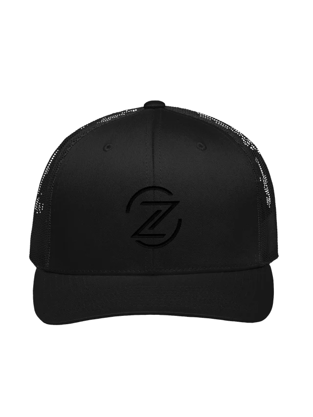 Black Zero Tech trucker hat with the original Z embroidered in black thread
